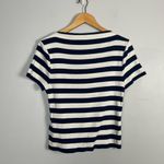 J.Crew Fine-rib fitted boatneck T-shirt in stripe white navy size large Photo 5