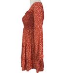 Liberty Love Smocked Mini Dress Womens M Orange Ditsy Floral Print Tiered BOHO Photo 3