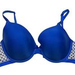 Victoria's Secret Blue and White Polka Dot Bra 36C lined perfect coverage Photo 0