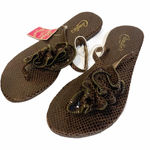 Candie's  Size 6 Brown Ruffle Toe Thong Flip Flop Sandal‎ New NWT Photo 0