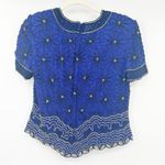 Adrianna Papell Womens VTG Vintage 100% Silk Flower Beaded Party Evening Top M Photo 7