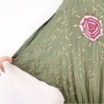 Anthropologie Seen Worn & Kept Floral Embroidered Satin Jumpsuit S Green Photo 5