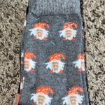 NWOT Women's gnome socks,‎ gray/white checker, black with orange heels/toes Photo 0