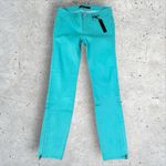 J Brand  Lamb Leather Skinny Jeans‎ Pants In Verde Turquoise Blue Sz 28 NWT Photo 1