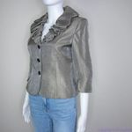 Vintage Niteline ruffle collar metallic grey cocktail blazer jacket, Petite 4 Gray Size 4P Photo 12