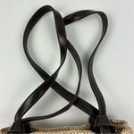 Amanda smith Woven Straw Shoulder Bag Beige with Brown Leather Straps Tan Photo 3