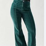 We The Free People SZ 35 plus sz Green Corduroy Flare Leg High Rise Seamed Pants Photo 0