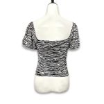 Elodie  Puff Blouse Animal Print Square Neck Short Sleeve Black & White W M NWOT Photo 3