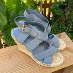 Joie Kaelyn Nubuck Blue Espadrille Wedges Strappy Photo 13