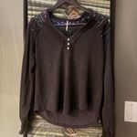 Free People Crochet Embroidered Oversized Blouse XS Boho Western Photo 3