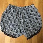 Orange Creek Black & White Print Shorts Pom Poms Small Photo 1
