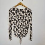 Free People  Turnt Floral Bodysuit Black Ecru Cream | M Photo 4