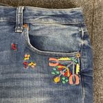 Lucky Brand Jeans Womens 18W Blue Ginger Skinny Distressed Embroidered Floral Photo 3