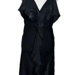 MISA Los Angeles Dress Ele Black Satin Ruffle Sleeveless Dress Women’s Size M Photo 0