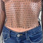 Women's Night Club Festival Party Bejeweled Mesh Crop Top Size Small Black Photo 9