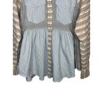 Dress Up Striped Plaid Peplum Button Up Shirt Cottagecore Women Size Small Photo 3