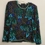 Scala Vintage‎ Beaded Silk Shirt Photo 0