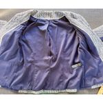 White House | Black Market Womens 6 Blue White Pearl Blazer Jacket Long Sleeve Photo 11