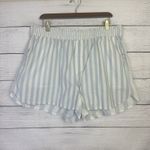 Madewell  Cotton Shorts Pull-On Striped White Blue‎ Womens Size 1X Stretch Waist Photo 1