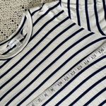 Amour Vert Modal Striped Crewneck 3/4 Sleeve Mini Dress White/Blue (Medium) Photo 3