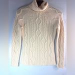 Antonio Melani XS Cableknit Cream Wool Turtleneck Sweater Photo 8