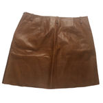 Joie Cognac Felicia Leather Mini Skirt - Size Medium Photo 2