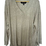Andrew Marc Gray Soft V-Neck Ribbed Sweater Women's XL Knit Photo 0