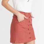 Marine layer  Avery Mini Button Up Skirt, Brick Red/Salmon Photo 3