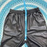 Avec Les Filles  Womens Faux Leather Cuffed Joggers Size Medium Black Sporty Edgy Photo 9