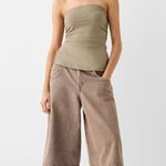 Bershka NWT  Ponte di Roma knit bandeau top with gathered detail. Size Large Photo 2