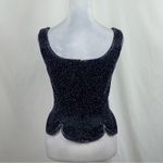 Oleg Cassini Black Tie Navy Beaded Whimsical Formal Evening Top Vintage Size 8 Photo 4