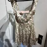 For Love & Lemons NWT  Distorted Checkered Green Satin Dress Photo 5