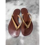 Tory Burch  Leather Logo Thong Sandals – Tan/Beige – Women’s 8M – Made in Brazil Photo 4