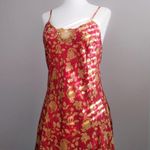 Victoria's Secret victoria’s secret 100% silk Red and gold floral slip dress with lace detailing Photo 4