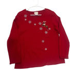 red vintage Christmas sweatshirt, toffee, apple large, cotton, reindeer Sequin Photo 0