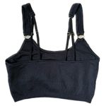 Aerie Cropped Ribbed Knit Tank Shelf Bra Light Support Black Gold NWOT Large Photo 2