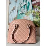 ALDO Pastel Pink Quilted Patent Faux Leather Satchel Bag Structured Purse OS Photo 2