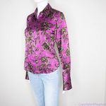 Linda Allard Ellen tracy silk floral print purple shirt, size Petite 2 Photo 15