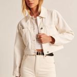 Abercrombie & Fitch  White Cropped Denim Jacket size XS  boyfriend Boxy fit Photo 10