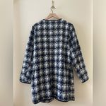 Old Navy  Wool Peyton Open Front Textured Plaid Coat Jacket Blue Combo Size L Photo 2