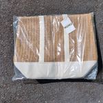 Show Me Your Mumu NWT  Sunseeker Paper and Straw Tote Bag Natural Tan White Woven Photo 3