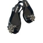 Vera Wang  Lavender Black Leather Floral Slingback Sandals Size 6.5 Photo 1