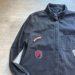 ZARA  Black Denim Long Sleeves Short Shirt Dress With Patches Size S Photo 2