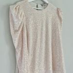 FATE. Women’s Long Puff Sleeve Shoulder Pad Sequin Top Pink Ivory Size Large Photo 4