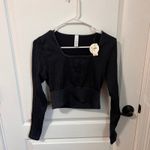 OFFLINE by Aerie Black Ribbed Long Sleeve‎ Cropped Workout Top Large NWT Photo 1