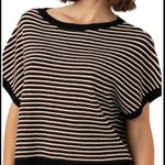 Premise  Black Tan Cream T Shirt Sweater Zip Back Lightweight Size Large Photo 0