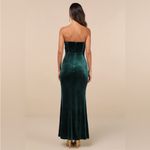 Lulus Luxurious Allure Emerald Green Velvet Strapless Maxi Dress, Size Medium Photo 1