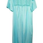 Vanity Fair Vintage 70's Light Turquoise Blue Button Lace Nightgown Pajama Dress Photo 0