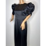 American Vintage 1980s Black Satin Evening Gown with Ivory Statement Bow unbranded small- medium Photo 10