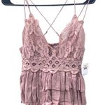 Free People NWT Womens small mauve pink Adella lace cross strap cami tank top Photo 2